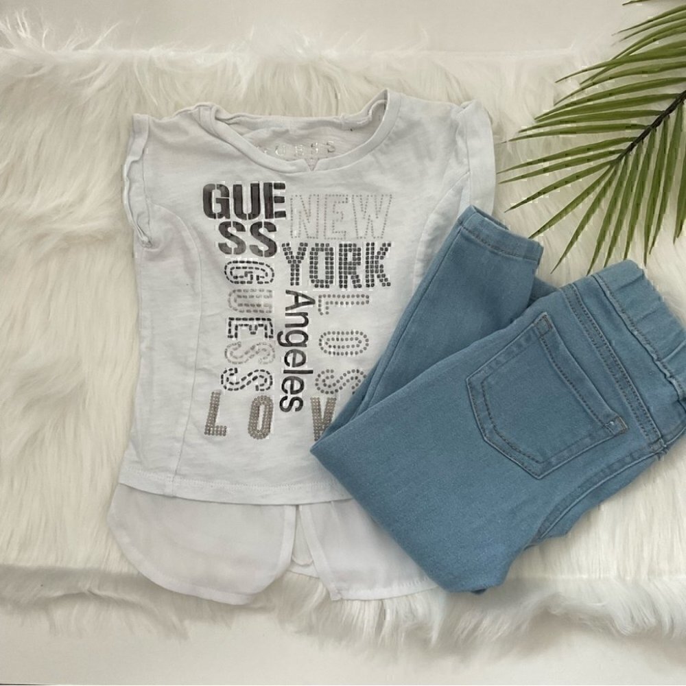 Vince Camuto Jeans and Guess Tee Toddler Girls 3T  Outfit Set